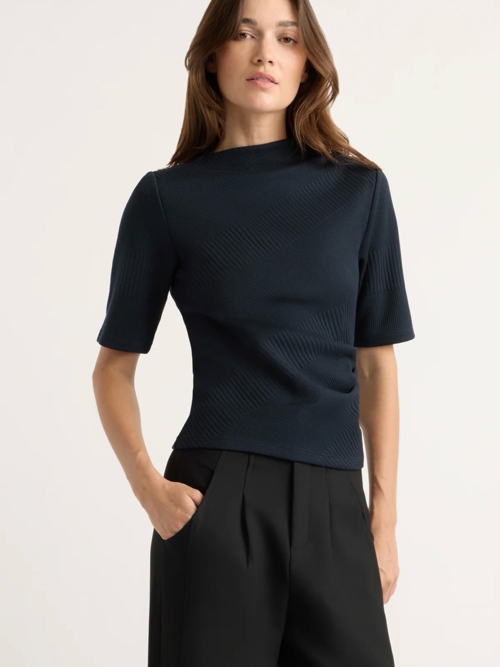 Modern Citizen Pauline Ribbed Asymmetric Top